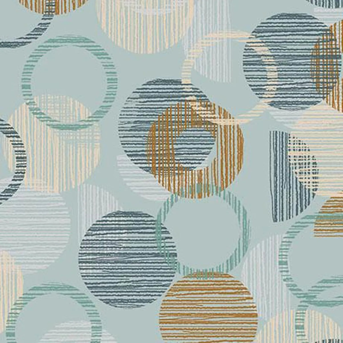 Overlapping Circle Geo Dusty Aqua 3-Yard Precut 118" Backing
