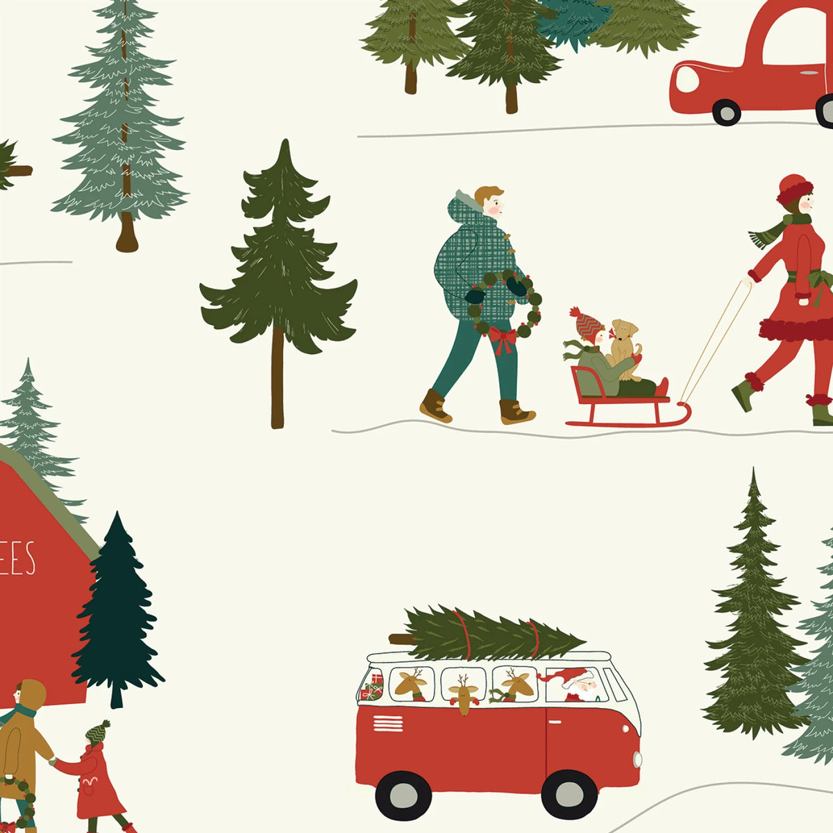 Cream Christmas Is in Town 3-Yard Precut 108" Backing