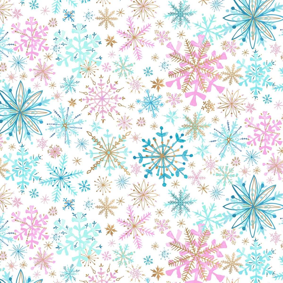 White Large Snowflakes 3-Yard Precut 108" Backing