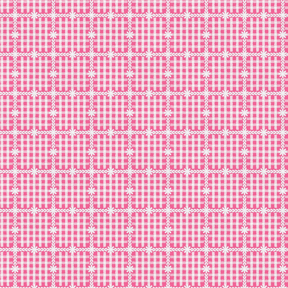Floral Gingham Dark Pink 3-Yard Precut 118" Backing