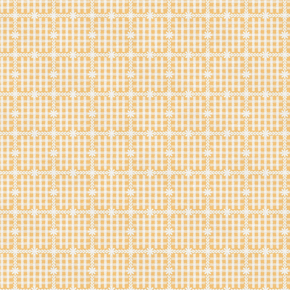 Floral Gingham Yellow 3-Yard Precut 118" Backing