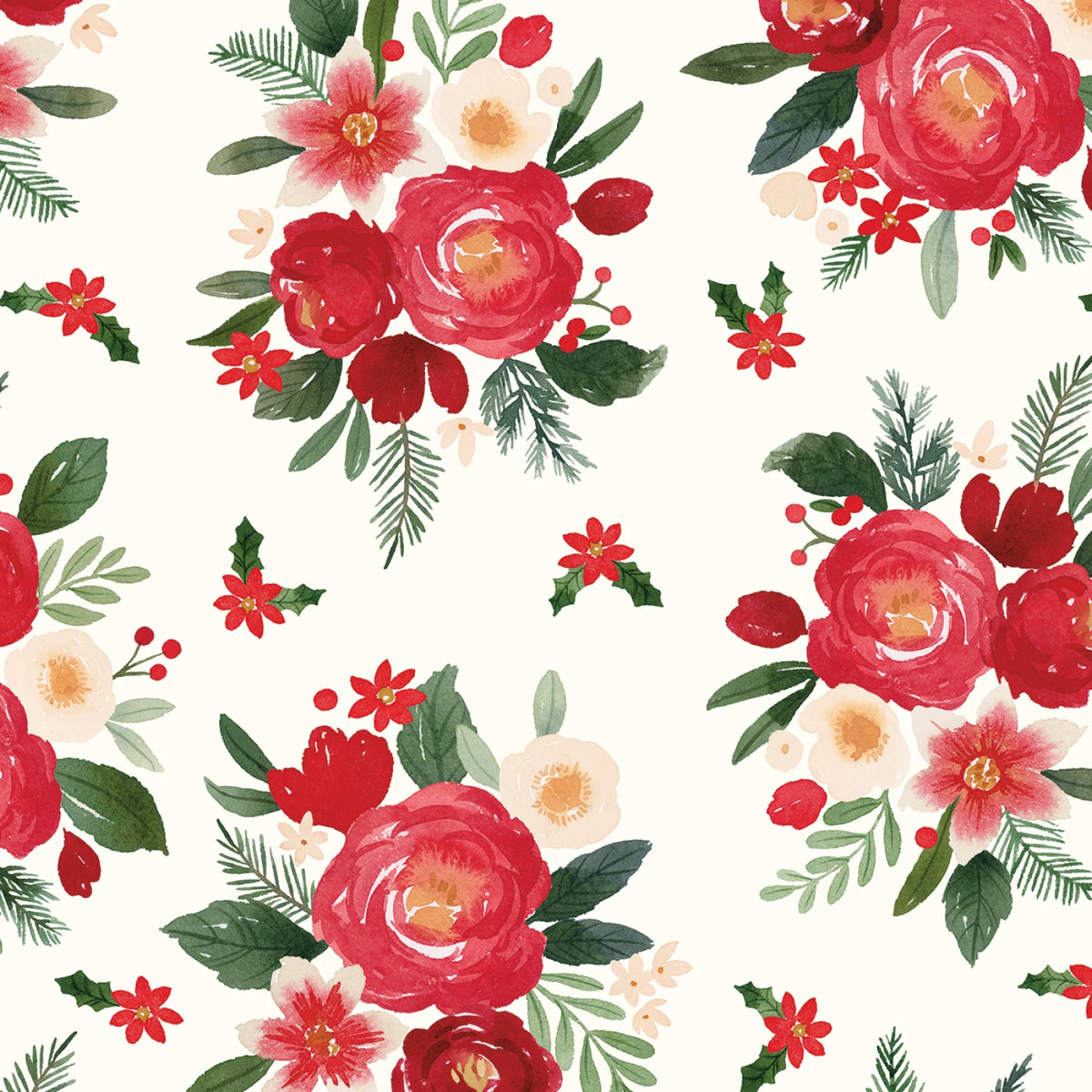 Charming Christmas Floral Cloud 3-Yard Precut 108" Backing