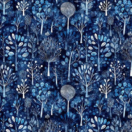 Trees Navy 3-Yard Precut 108" Backing