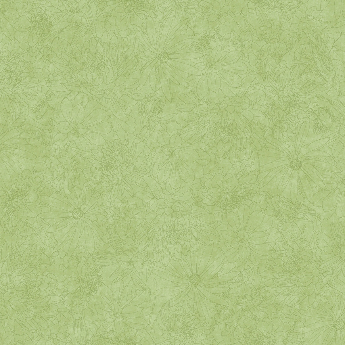 Fine Line Floral Green 3-Yard Precut 108" Backing