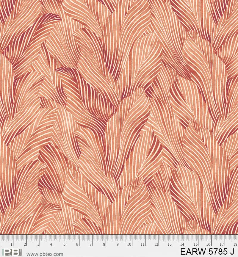 Earth Tone Tonal Leaves Orange 3-Yard Precut 108" Backing
