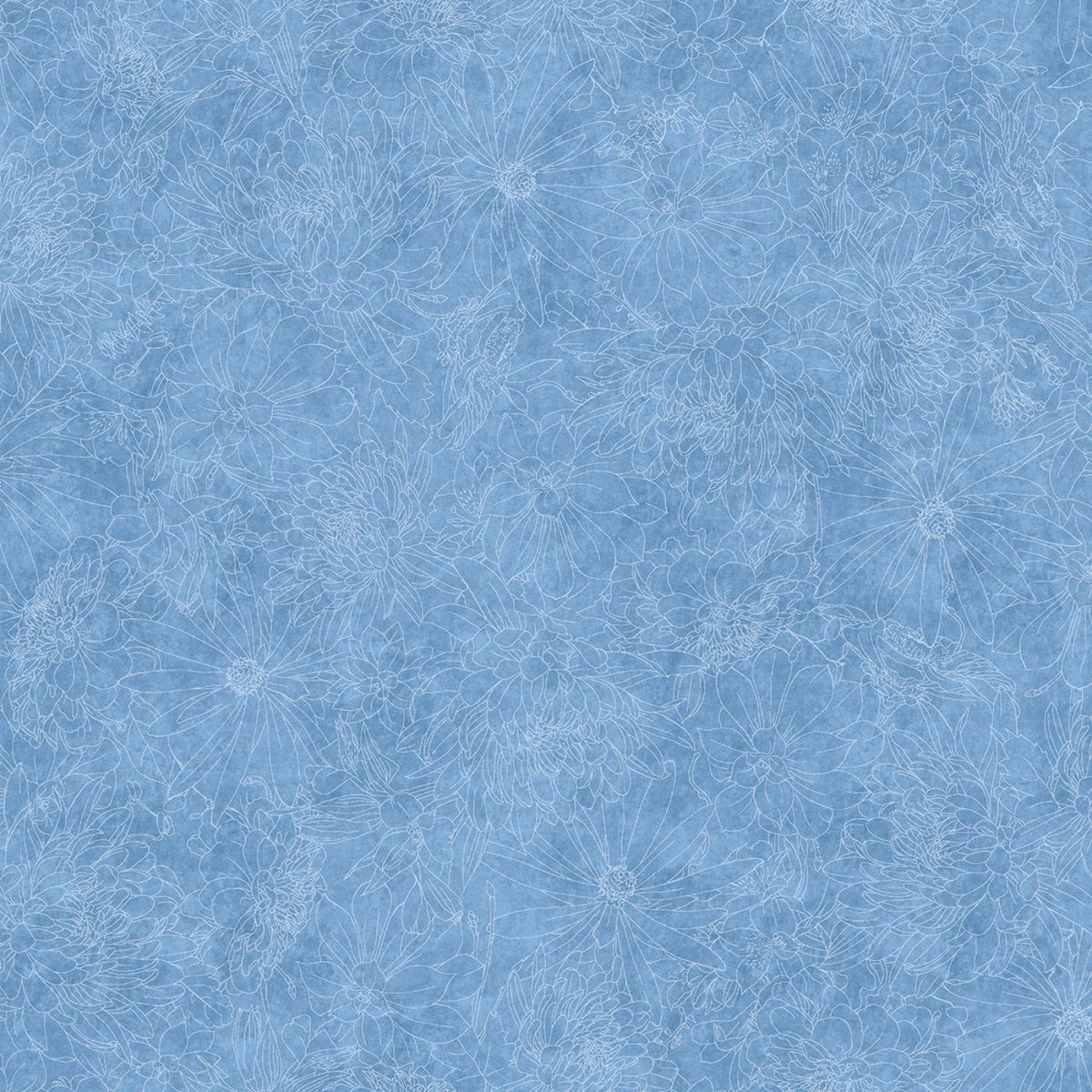 Fine Line Floral Soft Blue 3-Yard Precut 108" Backing