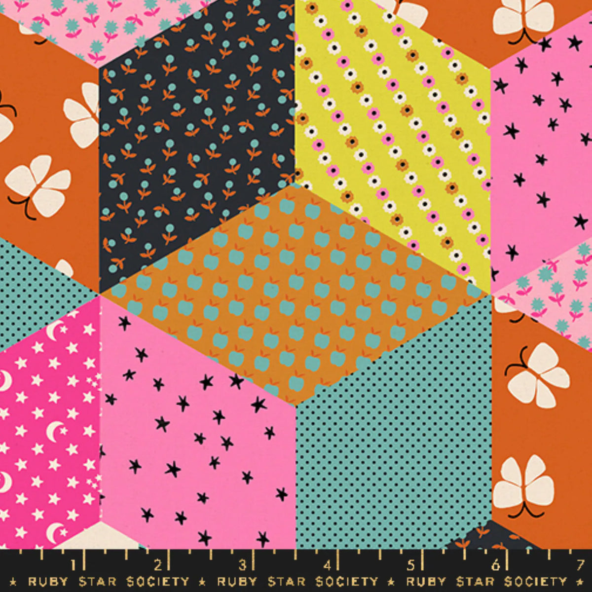 Ooh Lucky Lucky Tumbling Blocks Canvas Turquoise