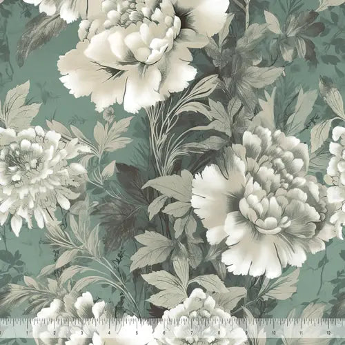 Le Fleur Large Floral Green 3-Yard Precut 118" Backing
