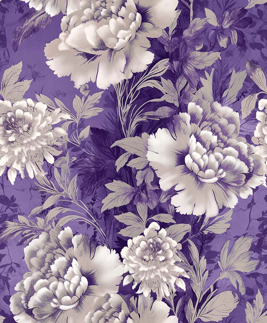 Le Fleur Large Floral Purple 3-Yard Precut 118" Backing