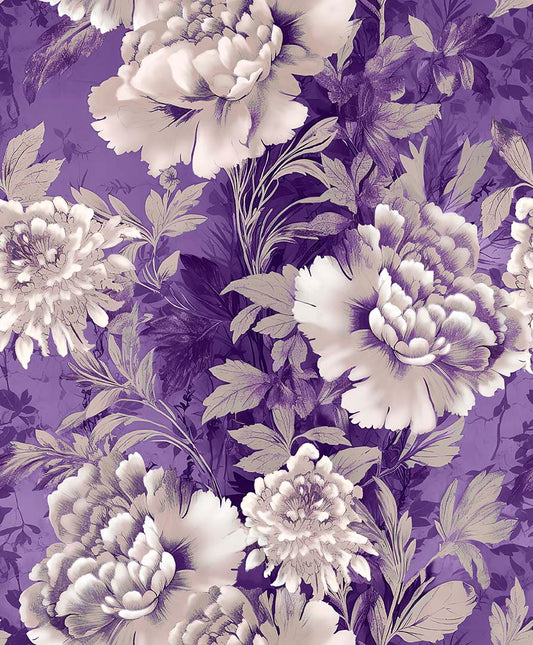Le Fleur Large Floral Purple 3-Yard Precut 118" Backing