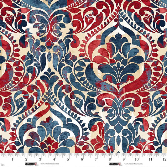 Patriotic Damask 3-Yard Precut 118" Backing