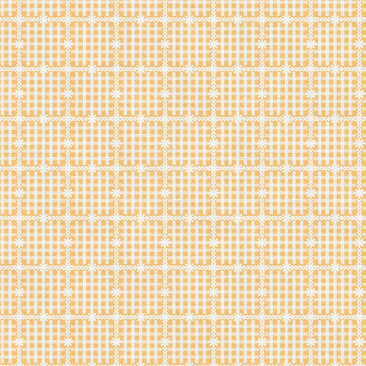 Floral Gingham Yellow 3-Yard Precut 118" Backing