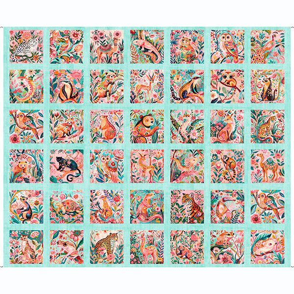 Exotica Animal Picture Patches Panel Aqua