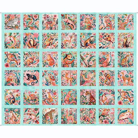 Exotica Animal Picture Patches Panel Aqua