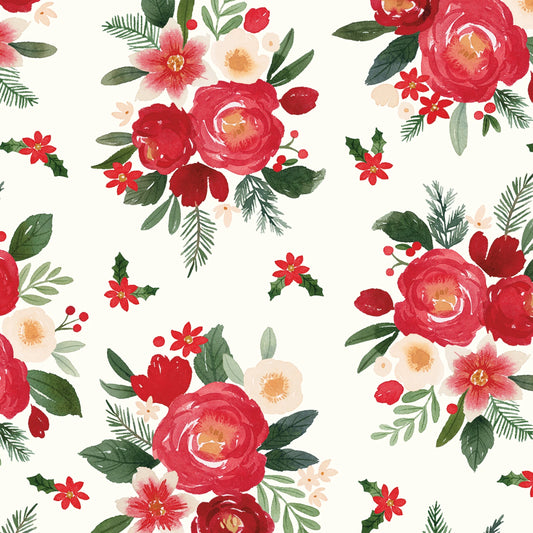 Charming Christmas Floral Cloud 3-Yard Precut 108" Backing