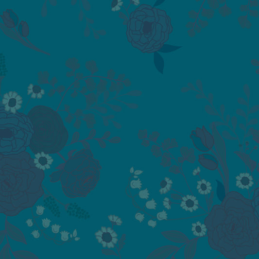 First Blooms Tonal Floral Denim 3-Yard Precut 108" Backing