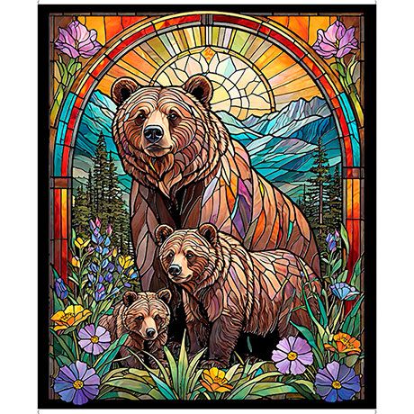 Stained Glass Bears Panel