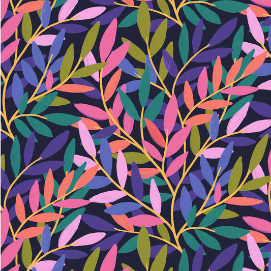 Midnight Twilight Tendrils 3-Yard Precut 108" Backing