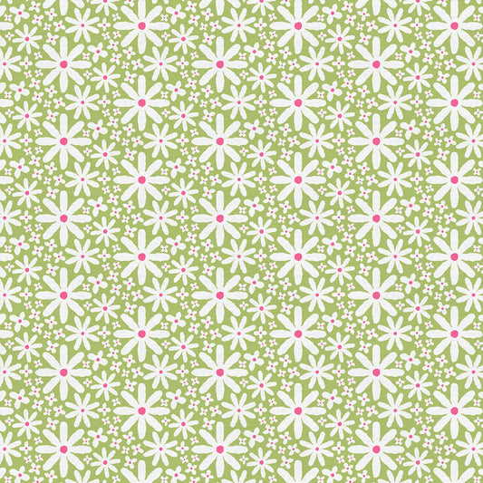 Daisy Toss Light Green 3-Yard Precut 118" Backing