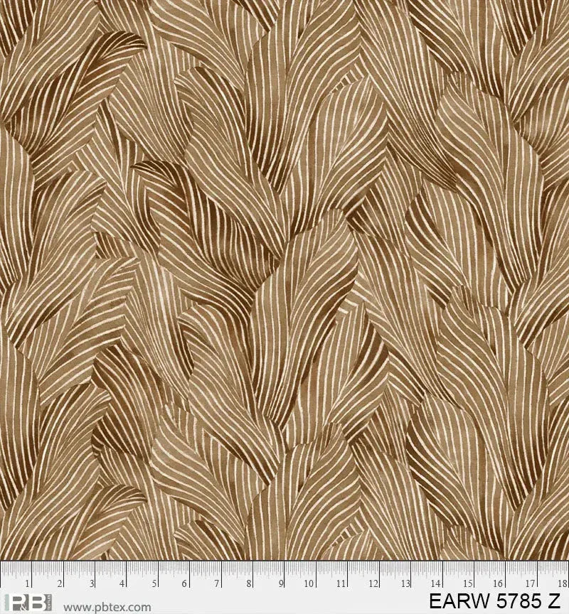 Earth Tone Tonal Leaves Brown 3-Yard Precut 108" Backing