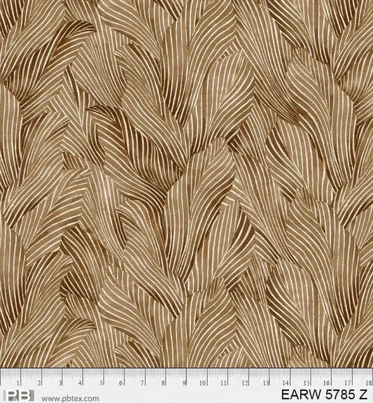 Earth Tone Tonal Leaves Brown 3-Yard Precut 108" Backing