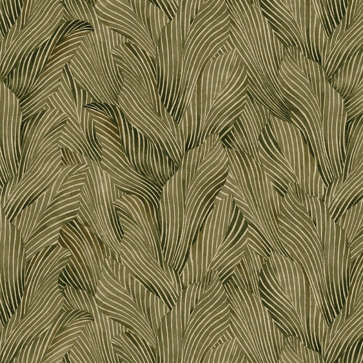 Earth Tone Tonal Leaves Moss Green 3-Yard Precut 108" Backing