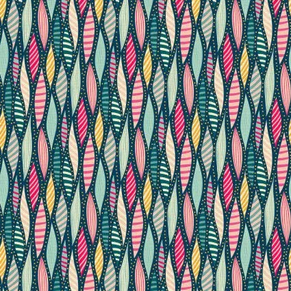 Paradise Birds Feathers Navy 3-Yard Precut 118" Backing