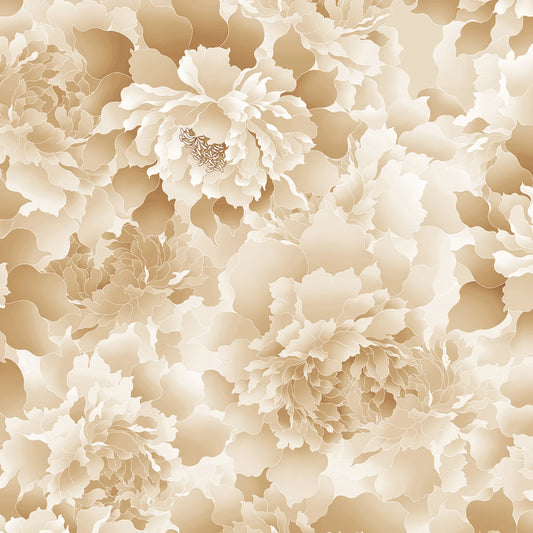 Peony Paradise Tan  3-Yard Precut 118" Backing