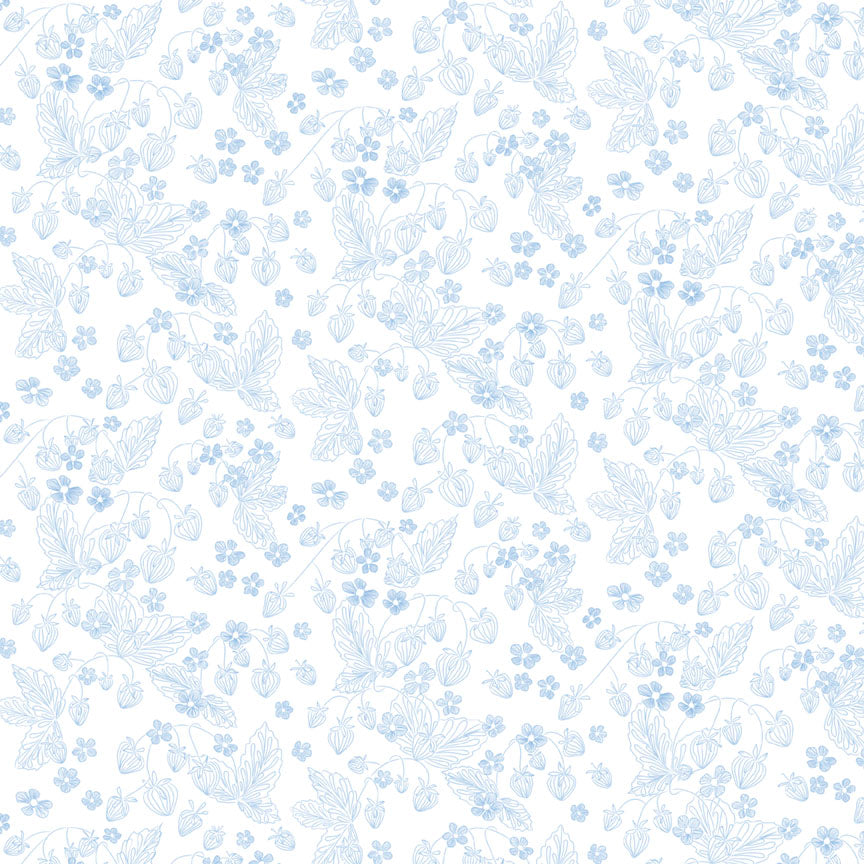 Country Poetry Light Blue Linear Floral