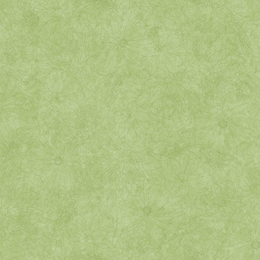 Fine Line Floral Green 3-Yard Precut 108" Backing