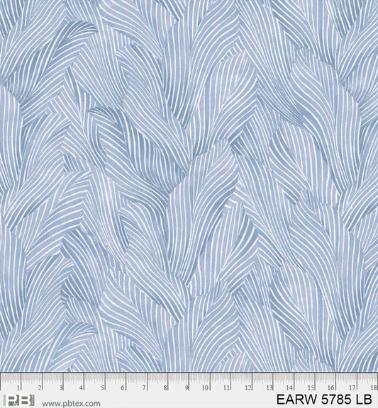 Earth Tone Tonal Leaves Light Blue 3-Yard Precut 108" Backing