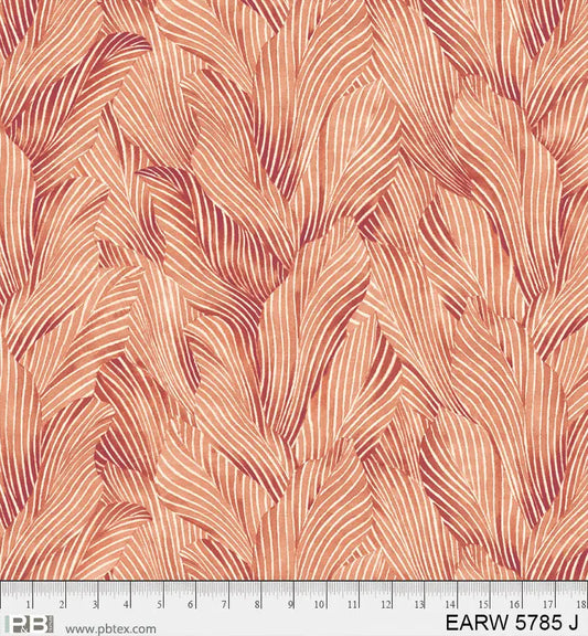 Earth Tone Tonal Leaves Orange 3-Yard Precut 108" Backing