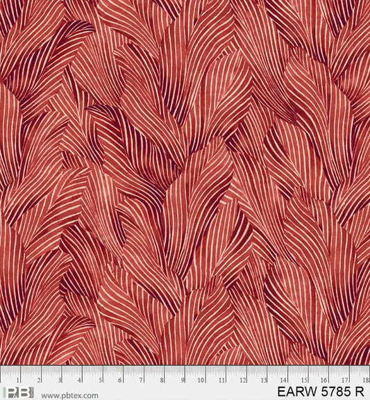 Earth Tone Tonal Leaves Red 3-Yard Precut 108" Backing
