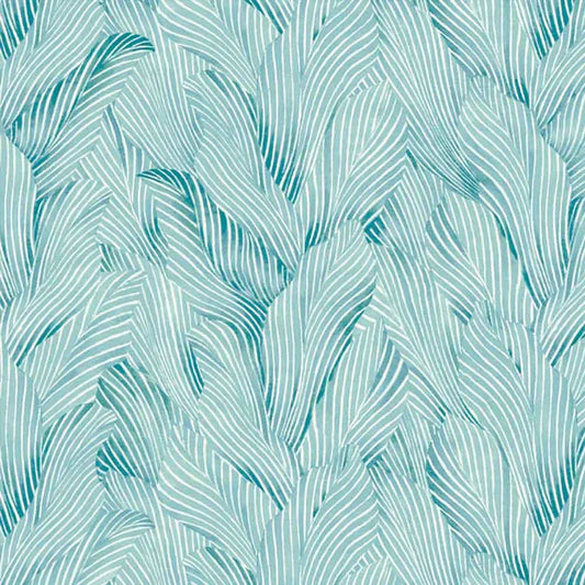 Earth Tone Tonal Leaves Teal 3-Yard Precut 108" Backing