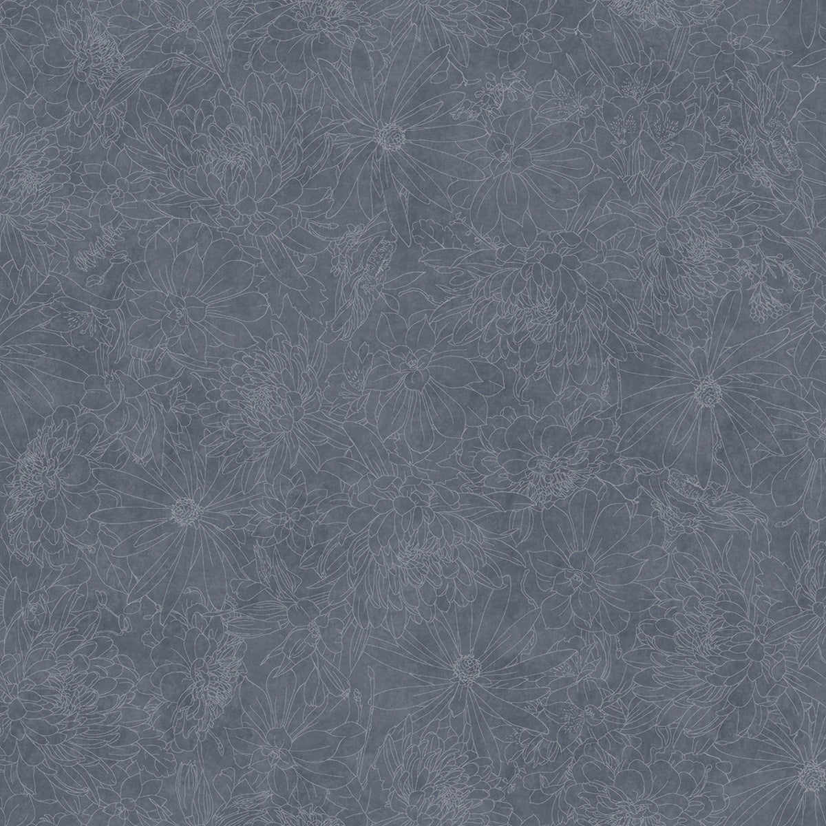 Fine Line Floral Medium Grey 3-Yard Precut 108" Backing