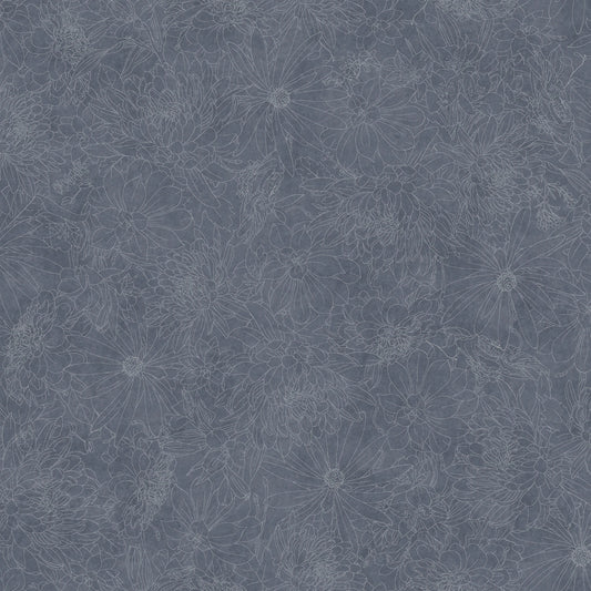 Fine Line Floral Medium Grey 3-Yard Precut 108" Backing